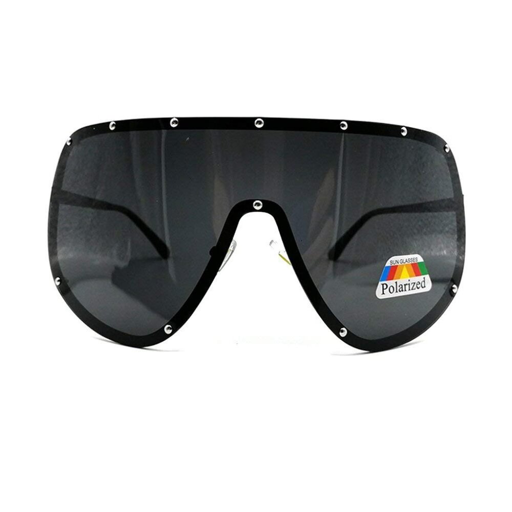 Oversized Polarized Shield Sunglasses Metal Frame UV Protection